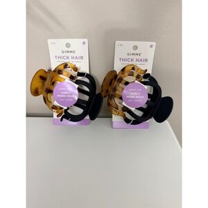 GIMME Thick Hair Claw Clips Women OS Black Tortoise 2-Pack Bundle NWT